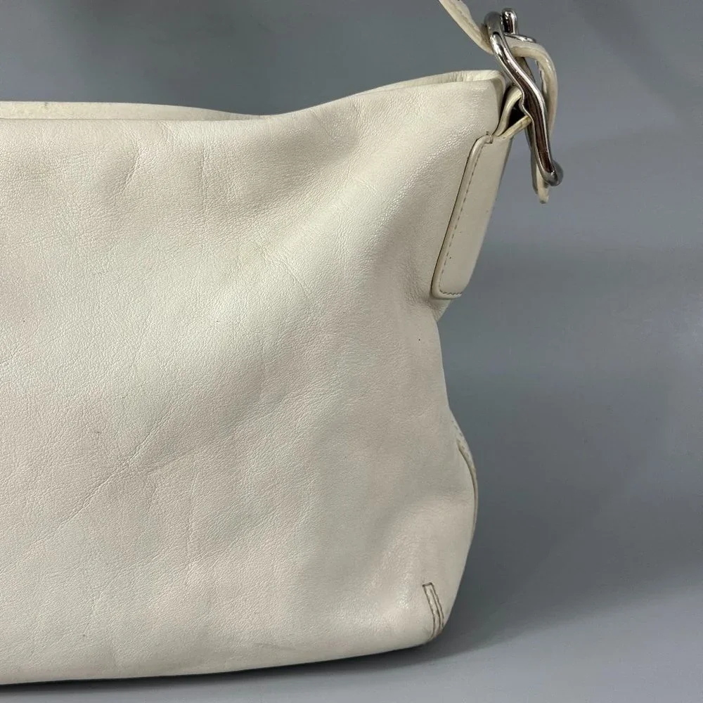COACH # 1417 Off-White Leather Top Zip Shoulder Bag - Picture 3 of 13